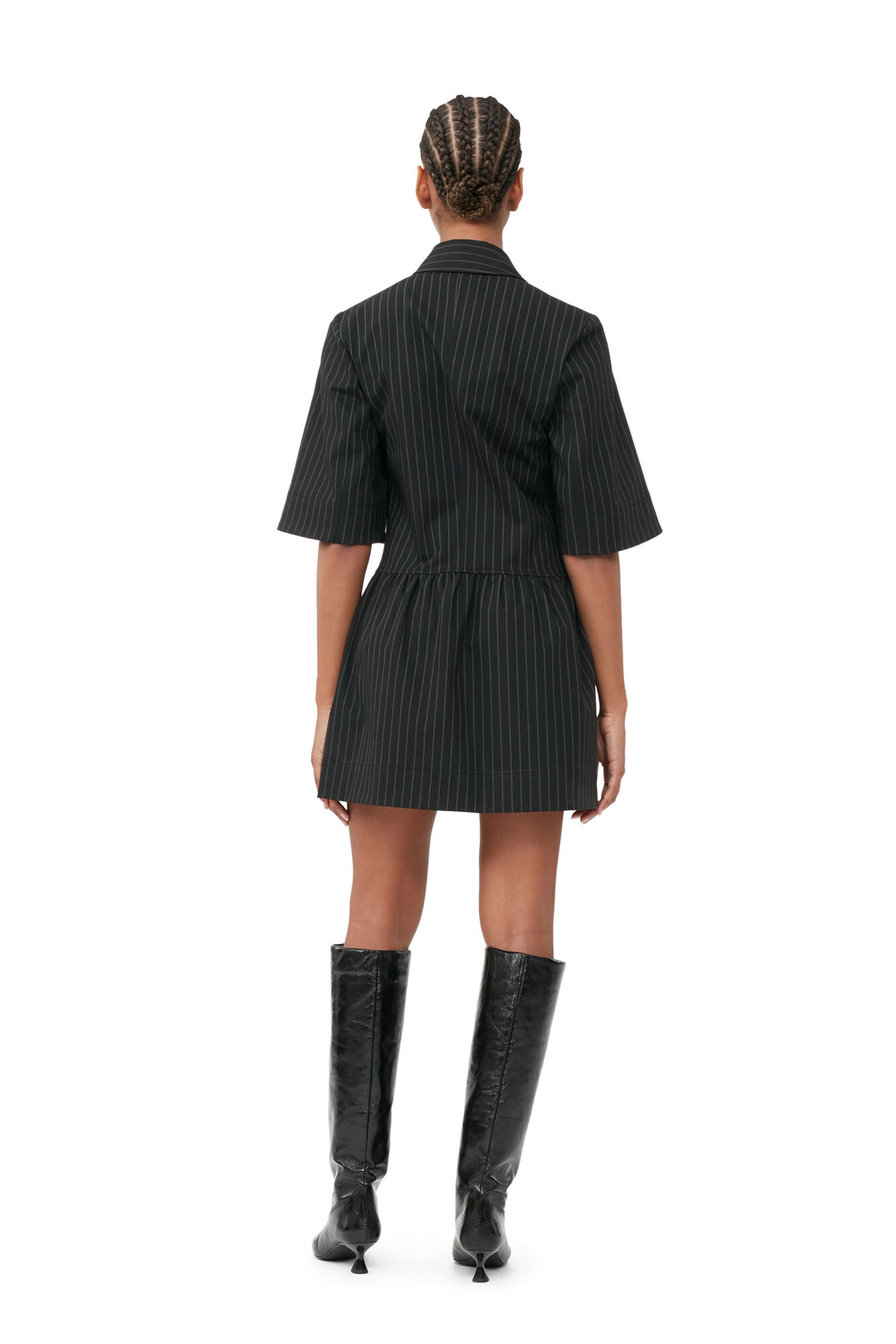 Gestreiftes Minikleid, Elastane, in colour Black - 3 - GANNI