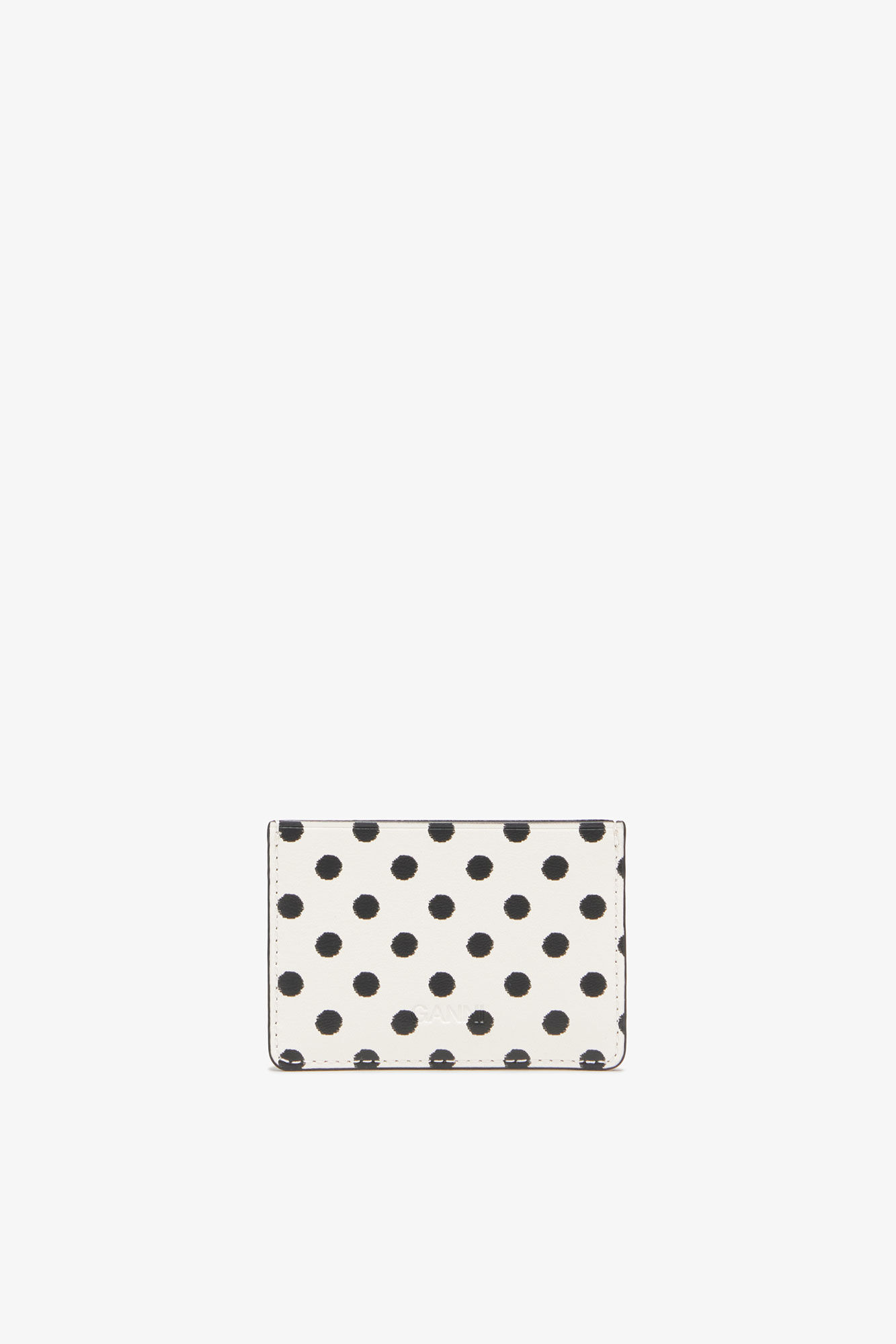 Polka-Dot GANNI Bou Card Holder, Polyester, in colour Egret - 2 - GANNI