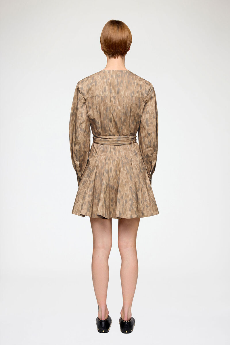 Shirt Dress in Stretch Cotton, Organic Cotton, in colour Burro - 2 - GANNI