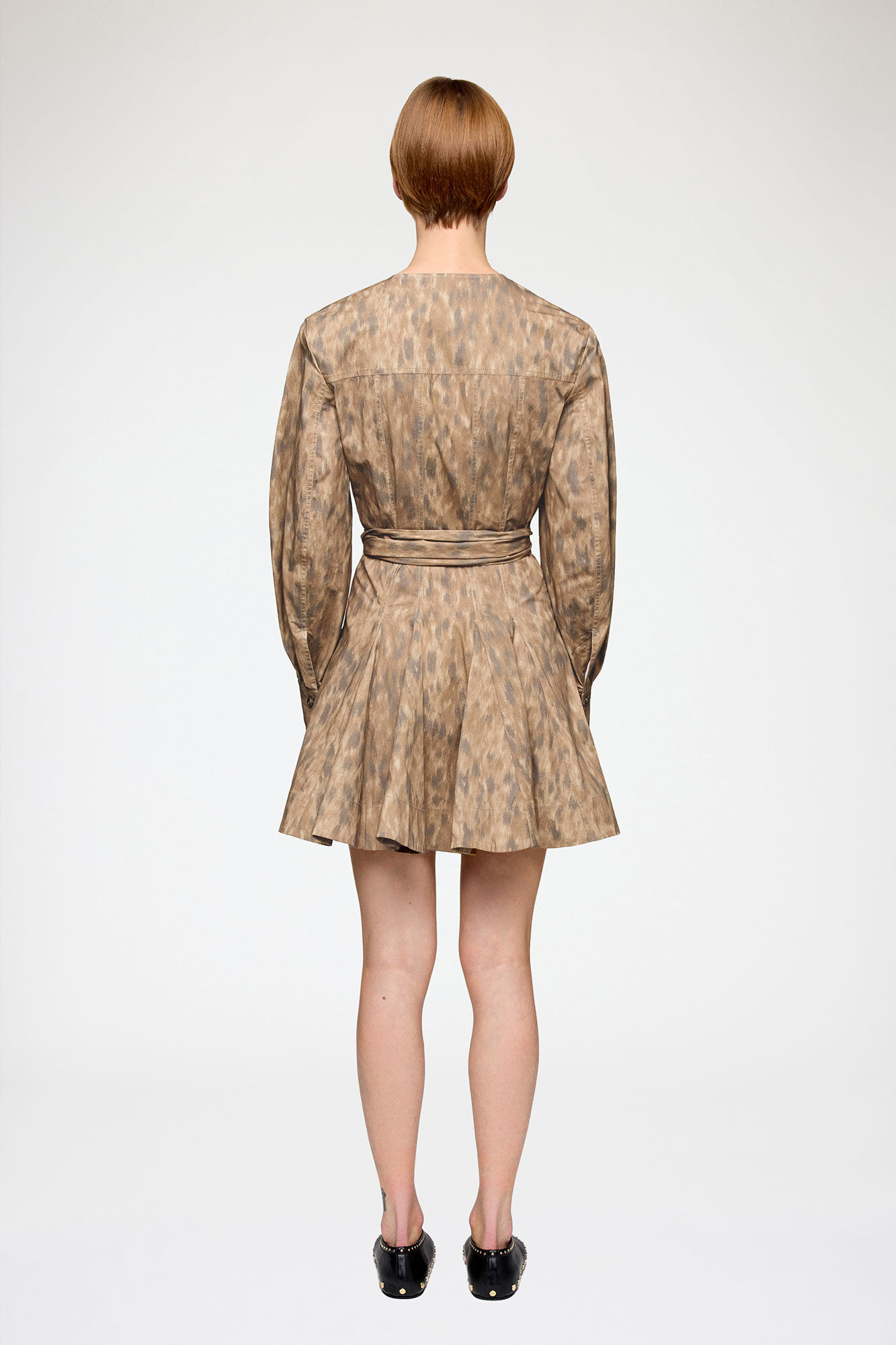 Shirt Dress in Stretch Cotton, Organic Cotton, in colour Burro - 2 - GANNI