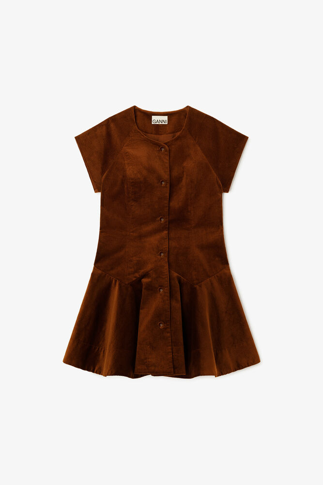 Dress in Brown Corduroy, Tortoise Shell