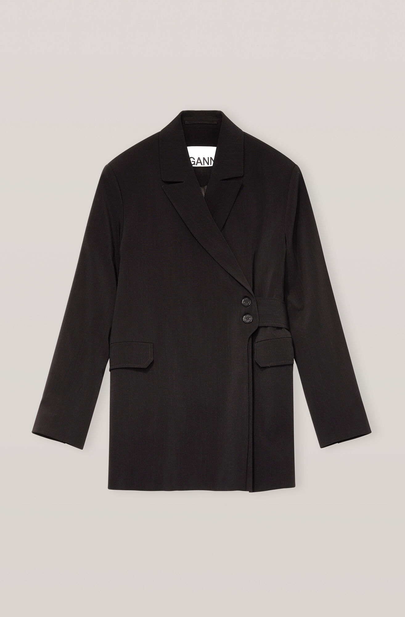 Black Melange Suiting Blazer Ganni No