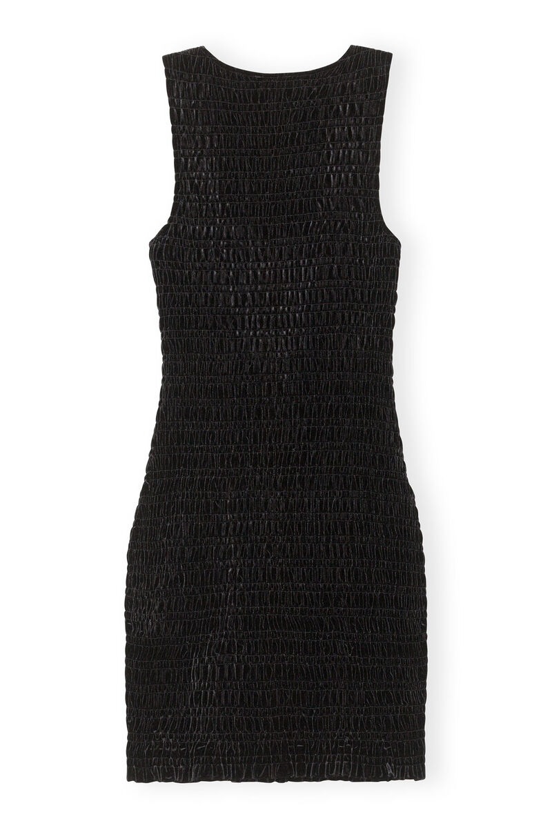 Gesmoktes Samt-Minikleid , Recycled Polyester, in colour Black - 2 - GANNI