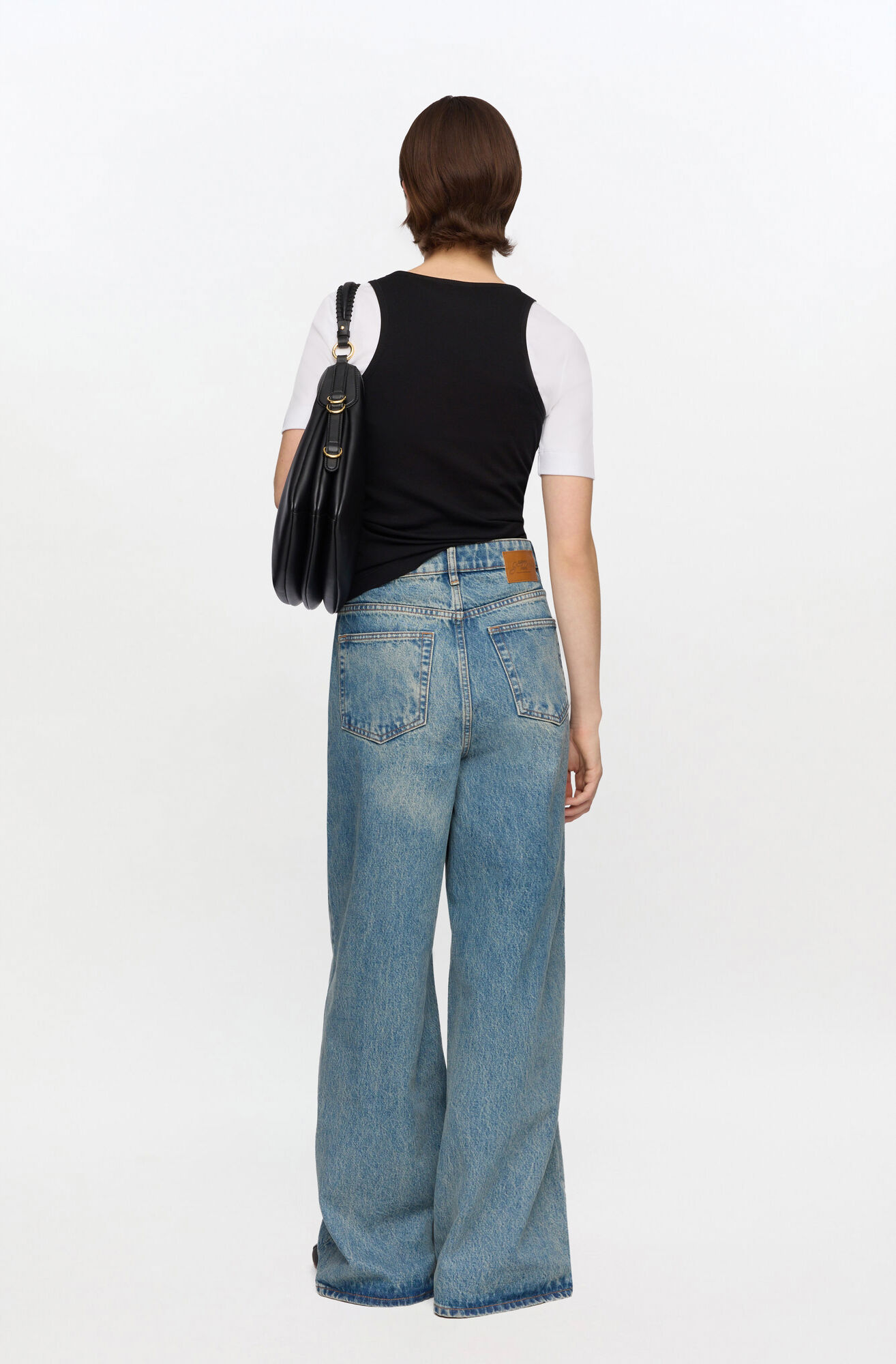 Lari Jeans in Tint Rigid Denim, Organic Cotton, in colour Mid Blue Vintage - 2 - GANNI