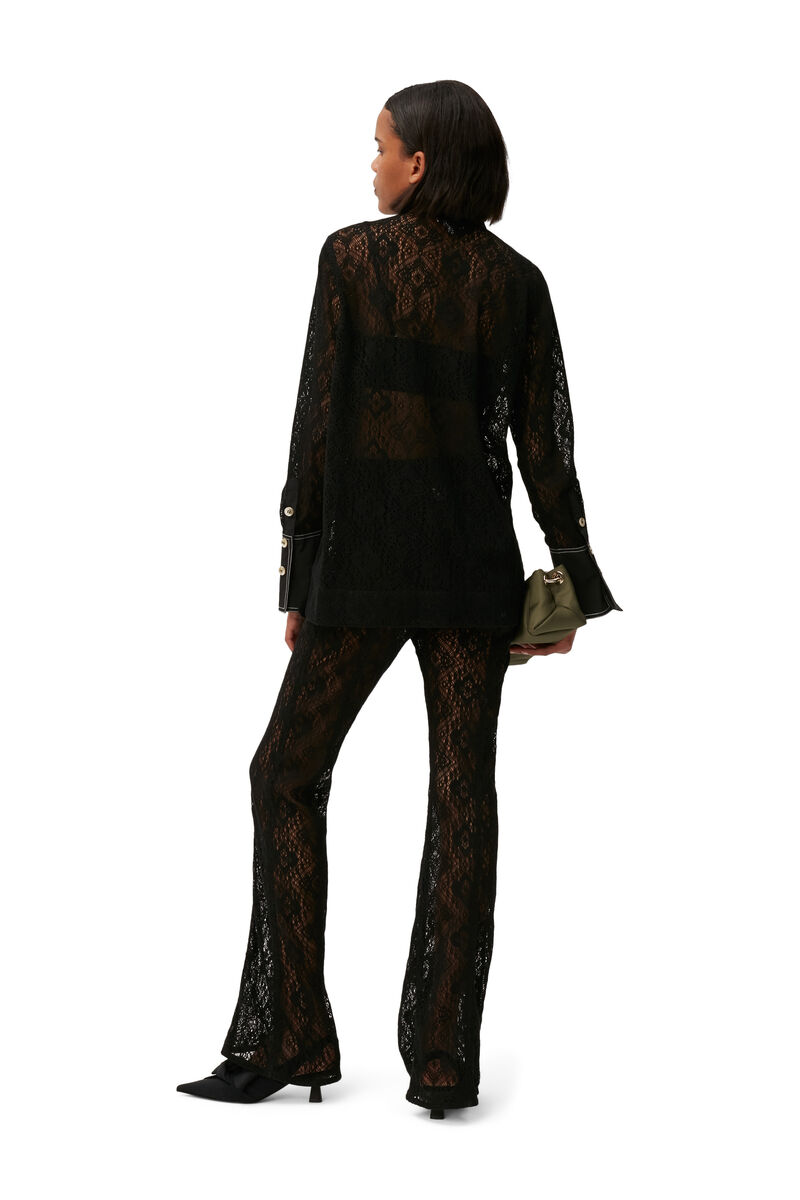 Lace Shirt , Cotton, in colour Black - 2 - GANNI