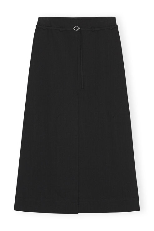Ganni Black Cotton Suiting Maxi Slit Skirt