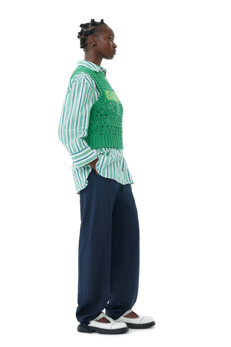 Green Cotton Rope Vest, Organic Cotton, in colour Juniper - 3 - GANNI