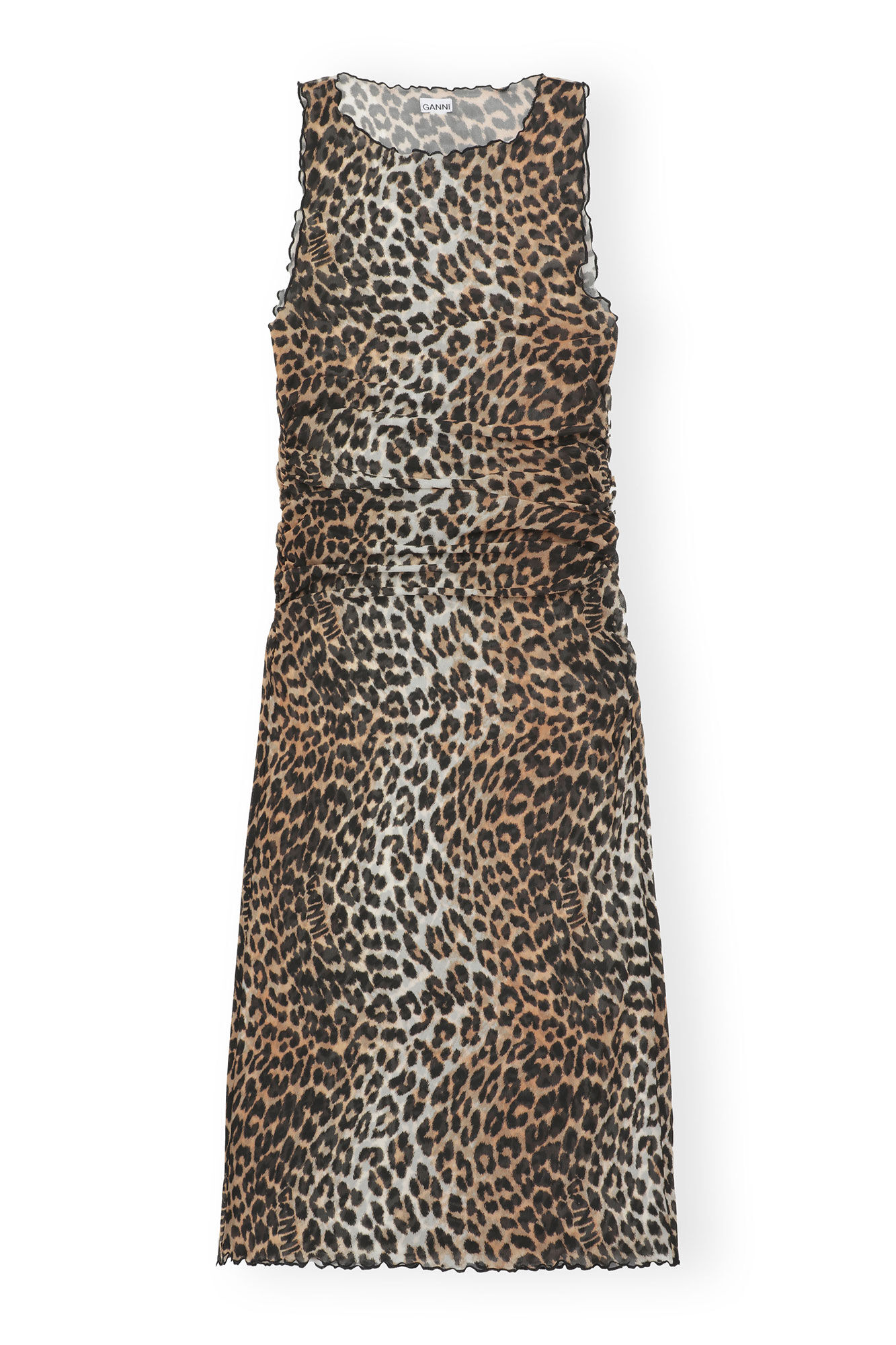 Mesh Cover Up Sleeveless Kjole, Recycled Nylon, in colour Leopard - 1 - GANNI