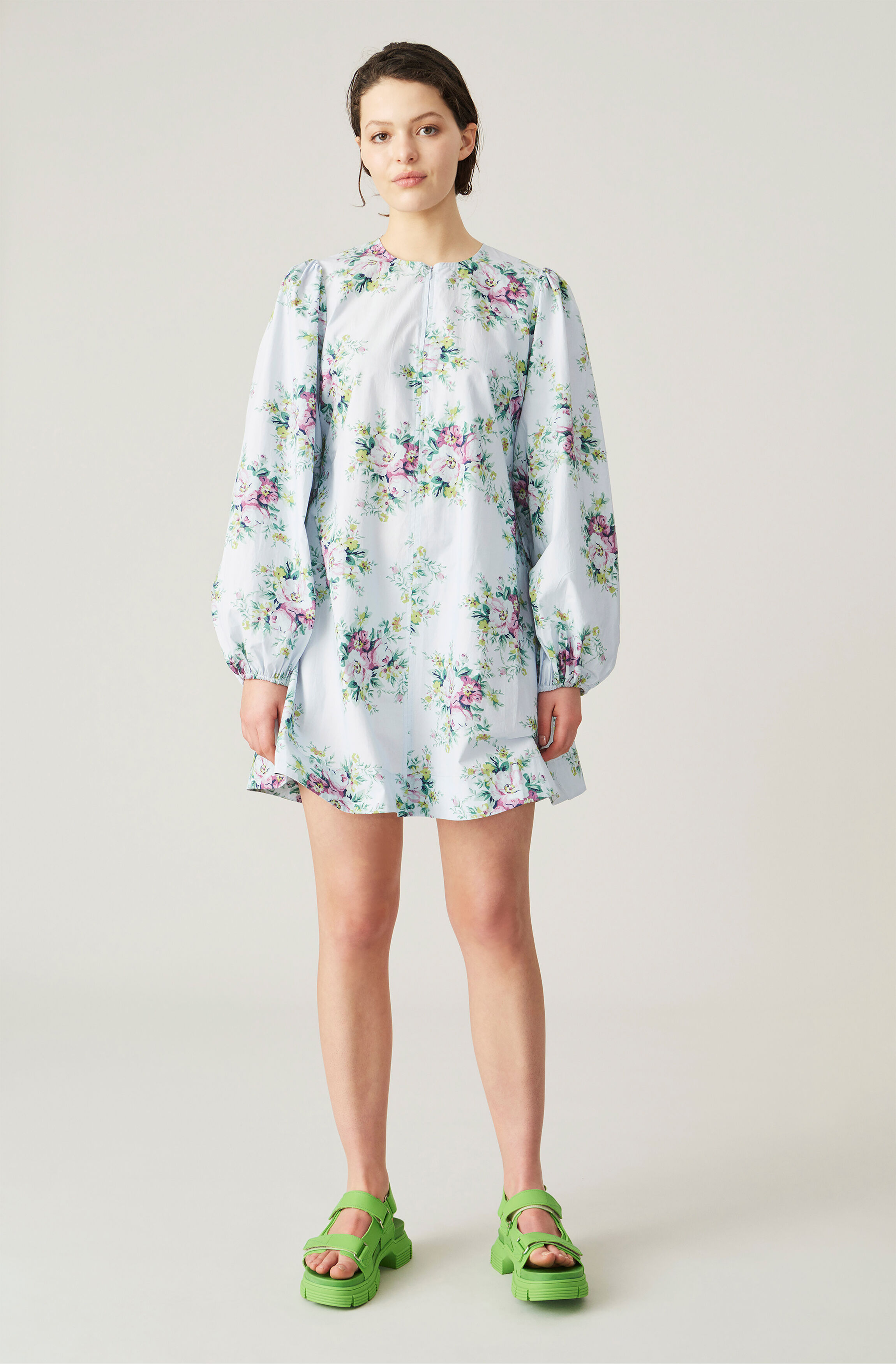 printed poplin mini dress