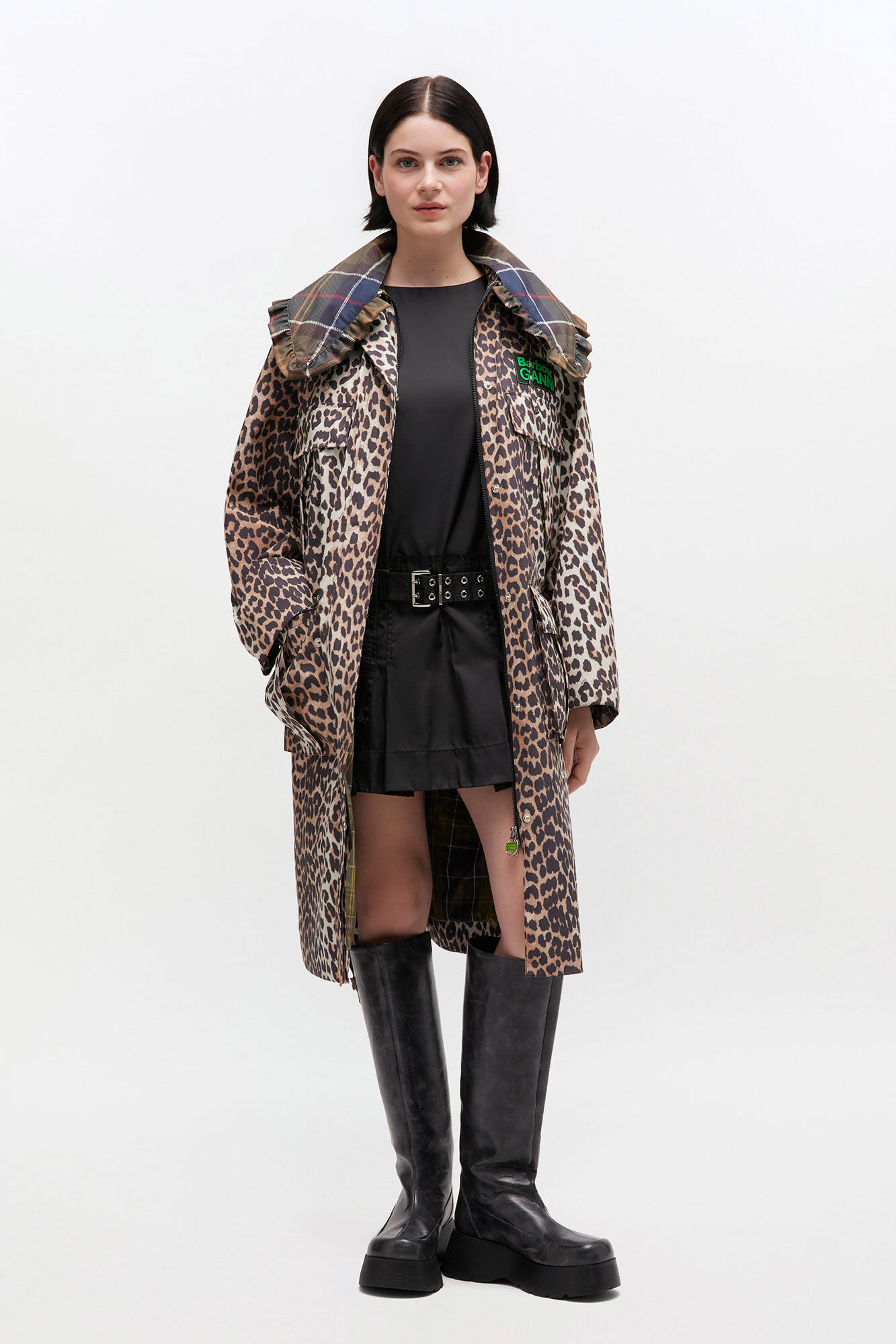 Long Coat in Leopard, Recycled Polyester, in colour Leopard - 1 - GANNI