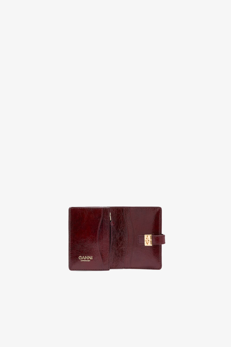 Porte-cartes fin rouge Sue, Polyester, in colour Burgundy - 3 - GANNI