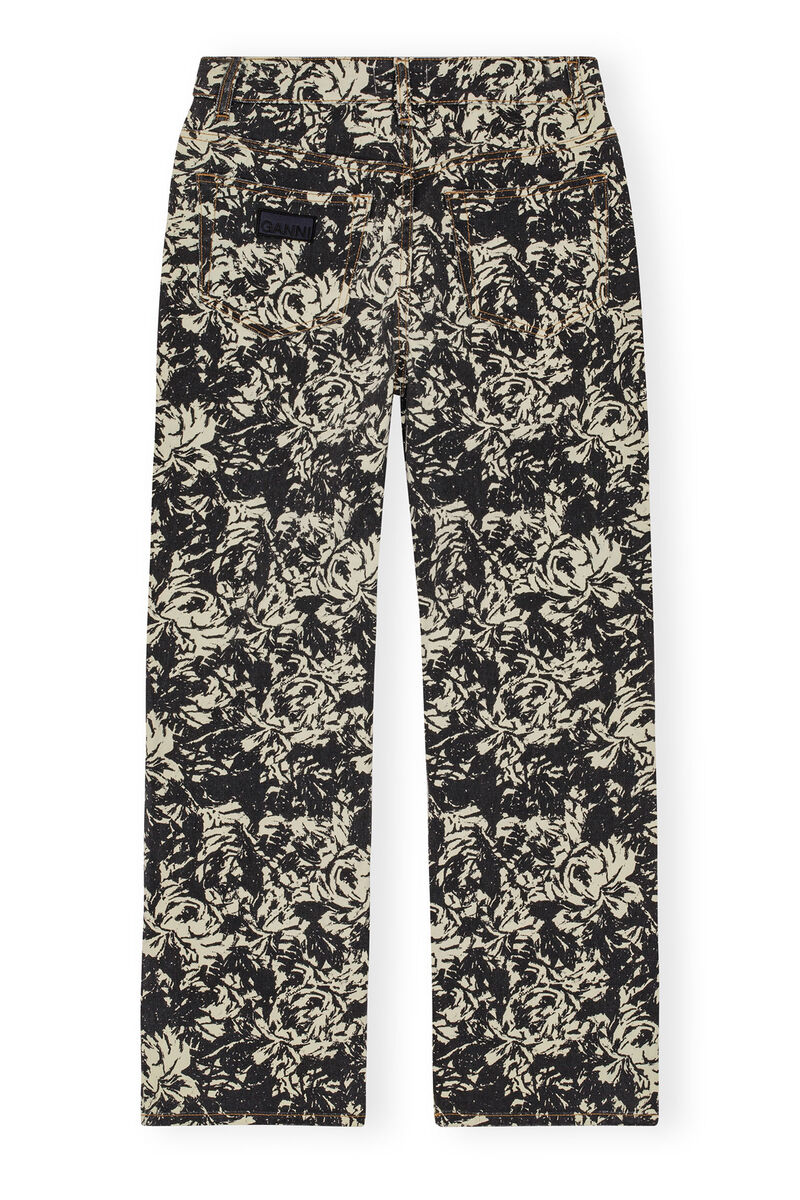 Floral Printed Betzy Cropped Jeans, Cotton, in colour Flan - 2 - GANNI
