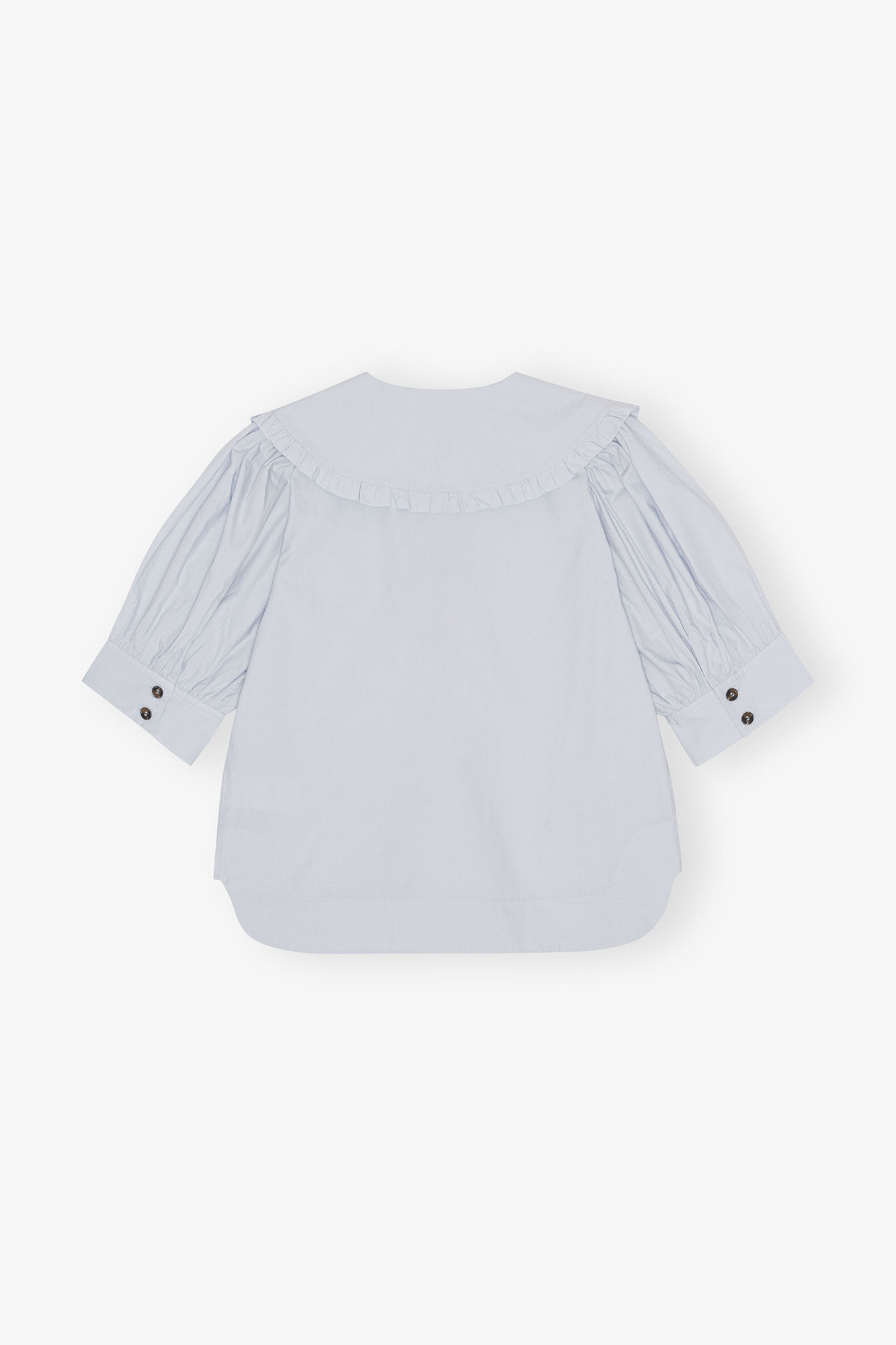 Heather Cotton Poplin Ruffle Blouse, Cotton, in colour Heather - 2 - GANNI