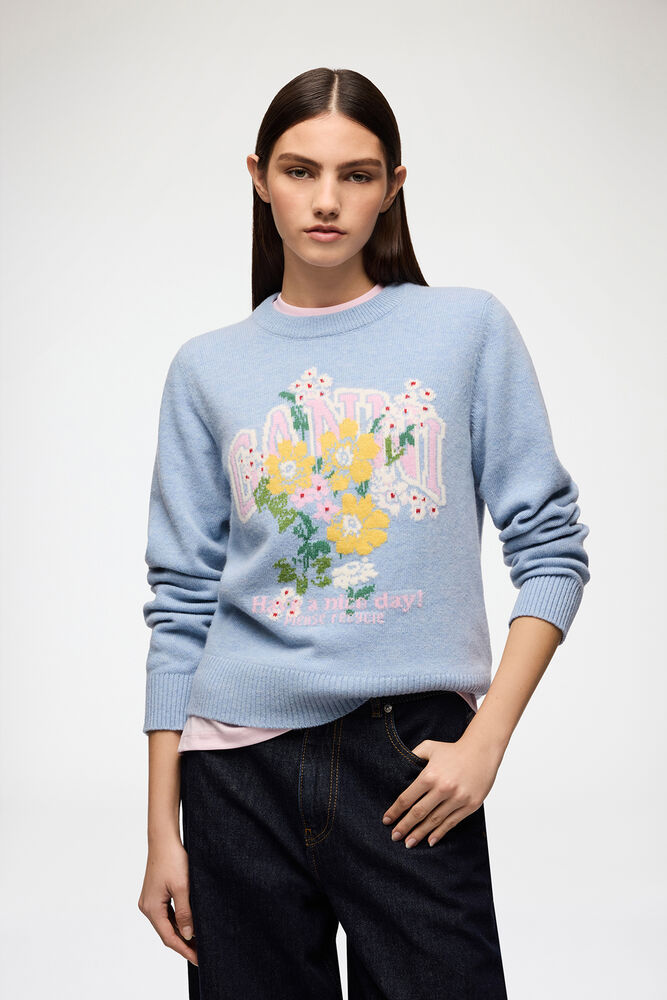 Jumper with Flowers, Blue Bonnet