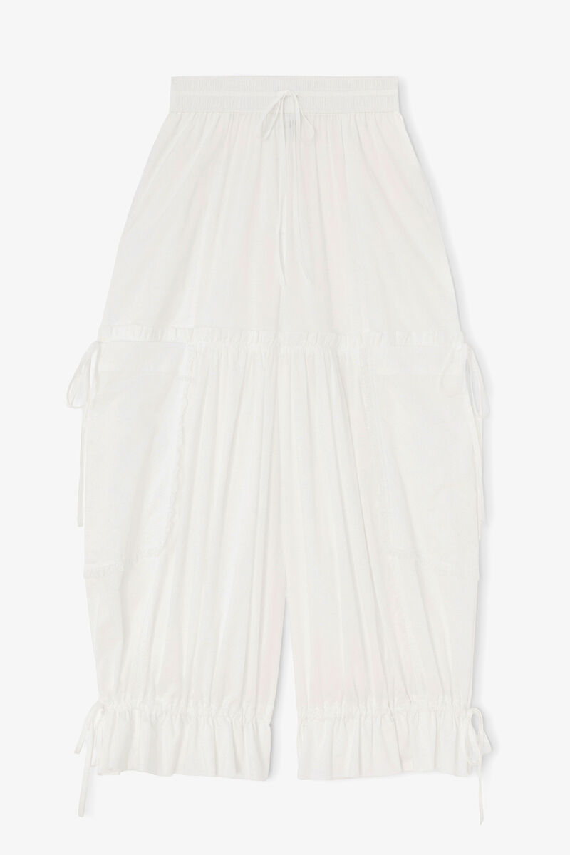 Hvite bukser i bomull, Organic Cotton, in colour Bright White - 1 - GANNI