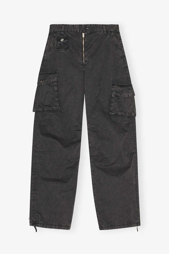 Black Washed Twill Trousers, Phantom