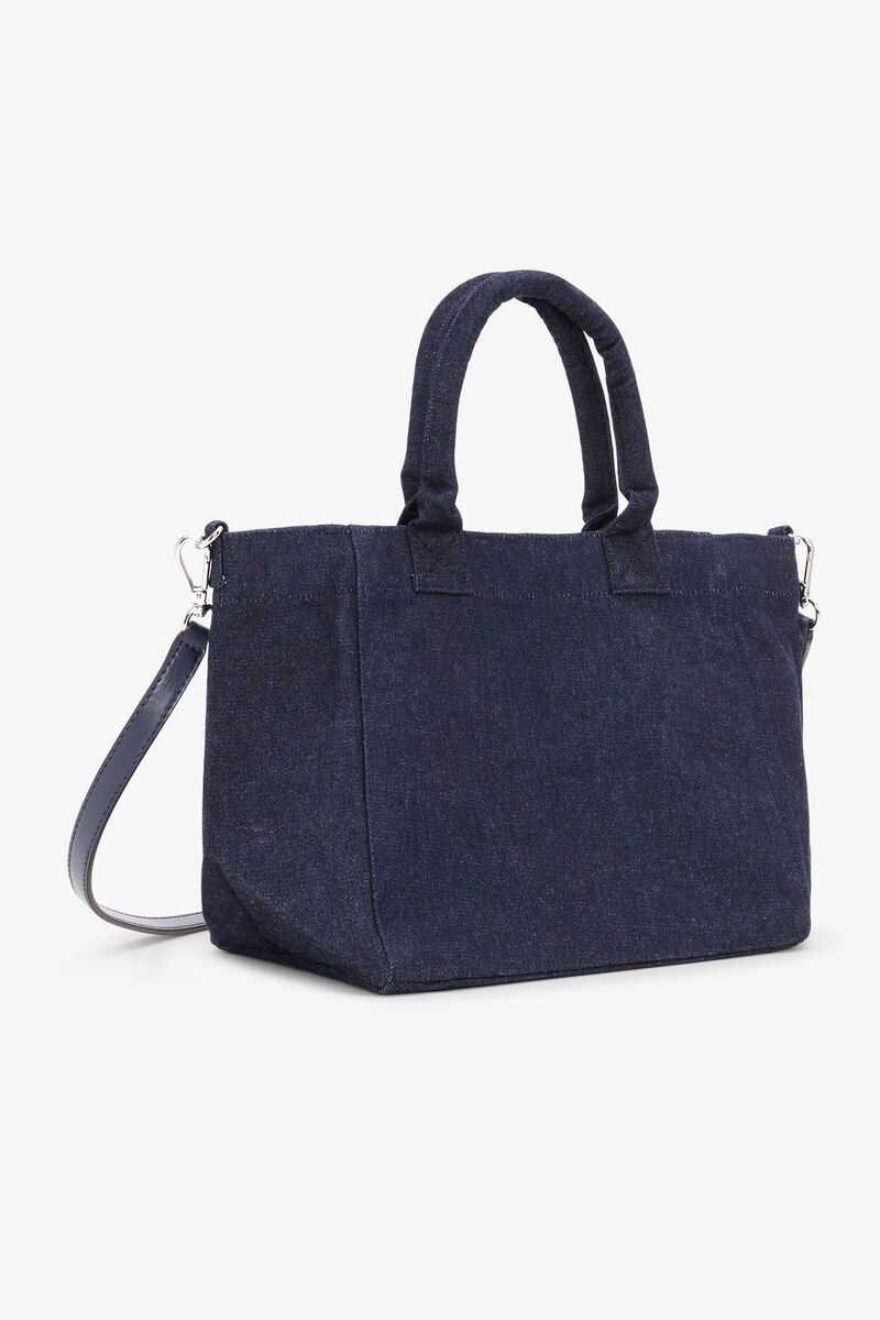 Denim Liten Easy Shopper, Cotton, in colour Dark Navy - 2 - GANNI