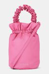 Ruched Top Handle Bag, Polyester, in colour Phlox Pink - 1 - GANNI