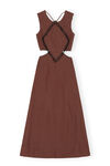 100% Hemp Maxi Dress with beaded fringes, Hemp, in colour Root Beer - 1 - GANNI