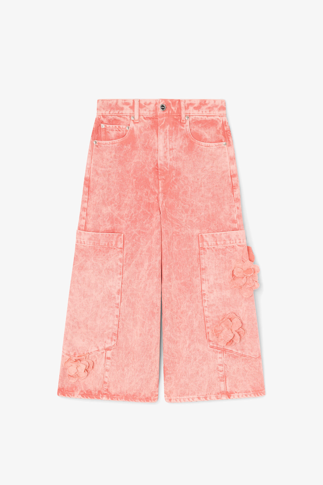 Baggy Cropped Jeans in Pink Denim, Organic Cotton, in colour Lantana - 1 - GANNI