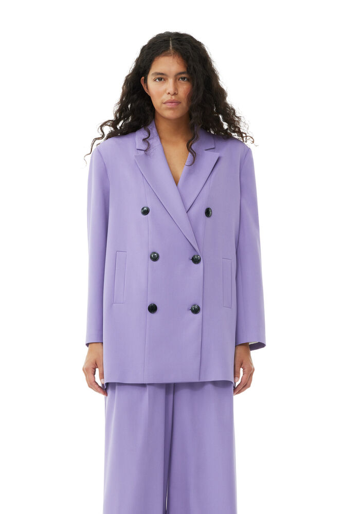 GANNI Purple Light Oversized Blazer,Purple Haze