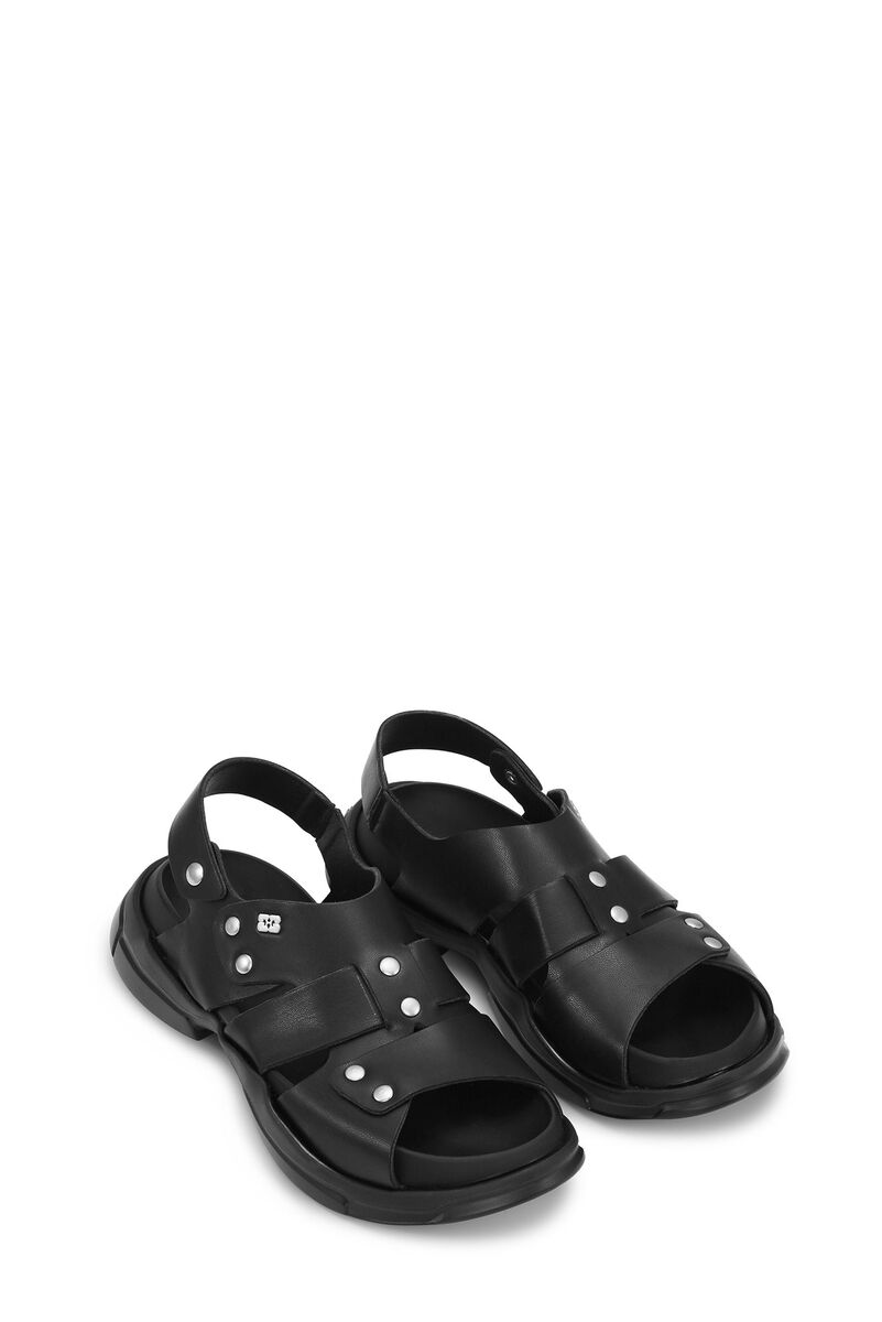 Black Light Weight EVA Asymmetrical Sandals, Polyester, in colour Black - 2 - GANNI