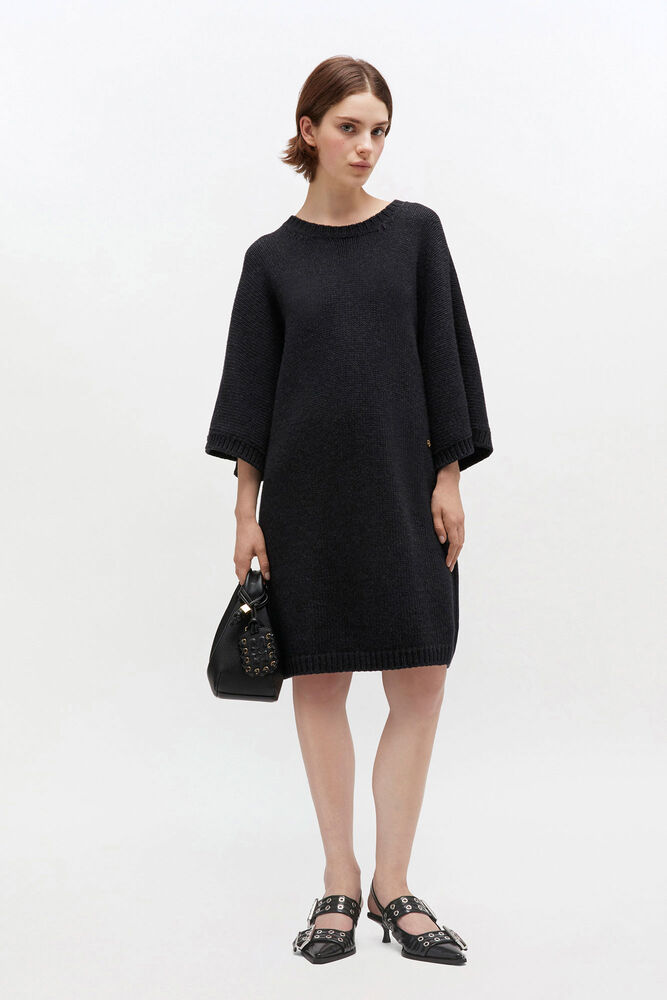 Dark Grey Wool Mix Dress, Phantom