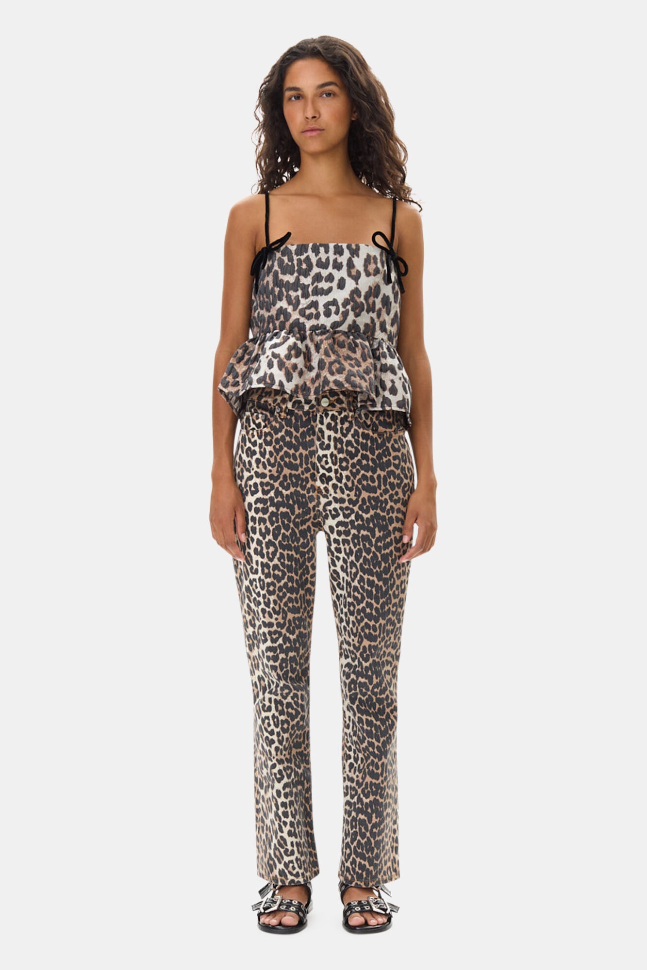 Leopard 3D Jacquard Top, Polyamide, in colour Leopard - 2 - GANNI