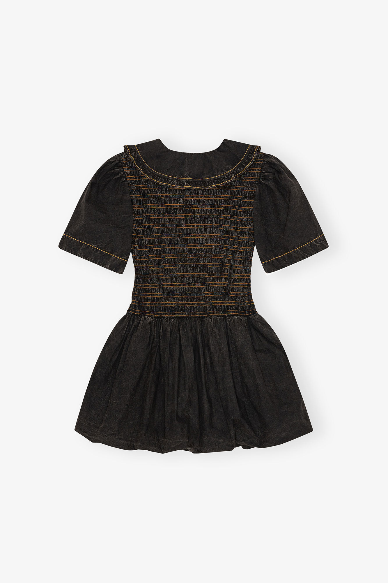 Black Washed Smock Dress, Cotton, in colour Black - 2 - GANNI