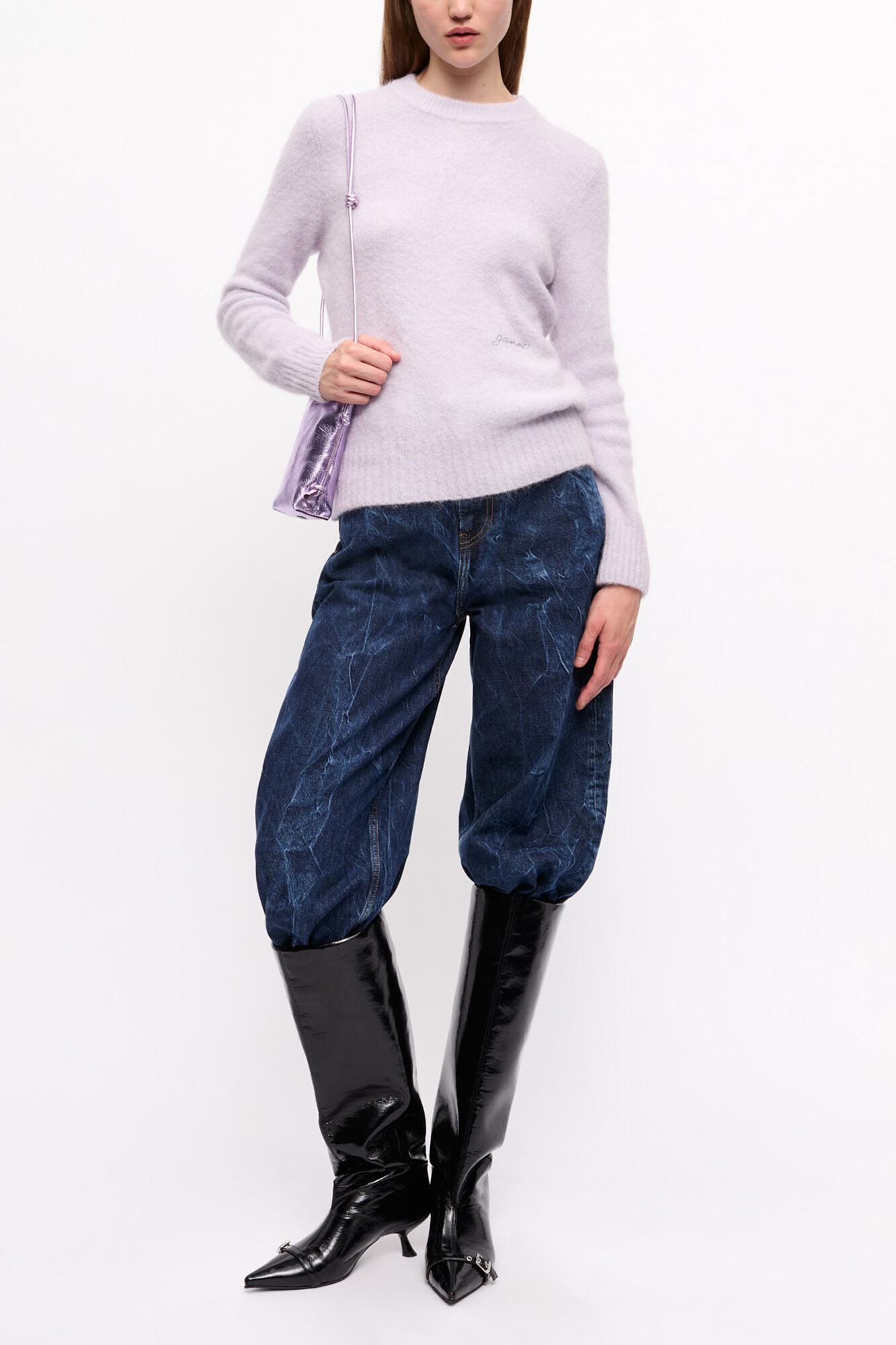 Lavender Jumper, Alpaca, in colour Lavender Blue - 3 - GANNI