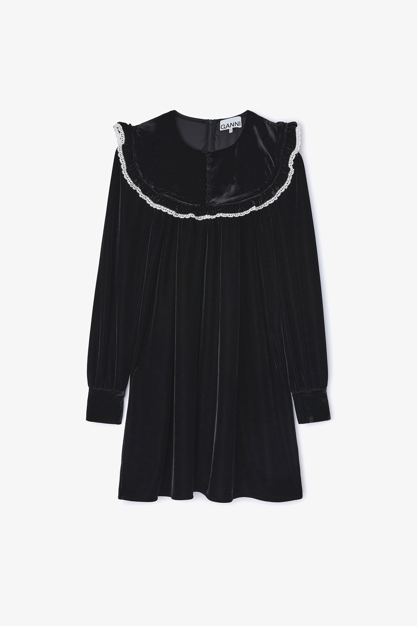 Jet Black Black Velvet Dress | GANNI US