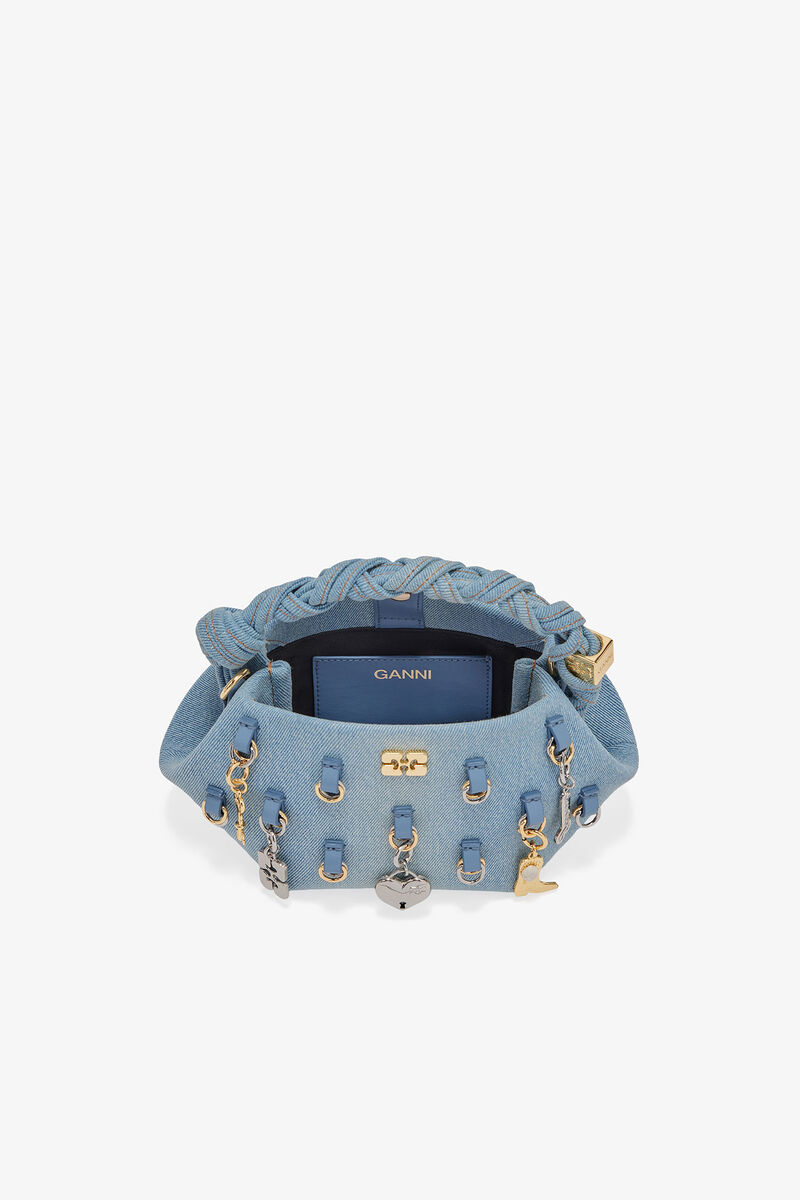 Denim Mini GANNI Bou Bag, Recycled Cotton, in colour Faded Denim - 3 - GANNI