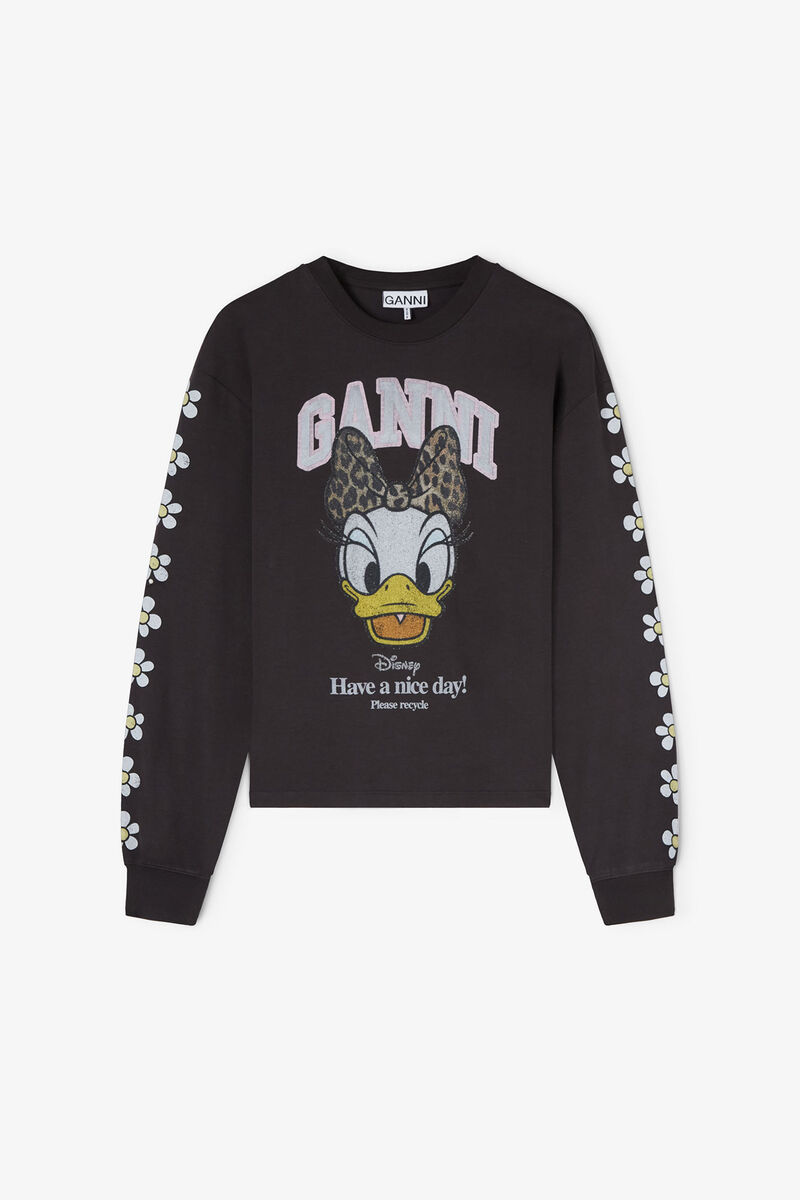 GANNI x Disney Daisy Duck Black Sweatshirt, in colour Phantom - 1 - GANNI