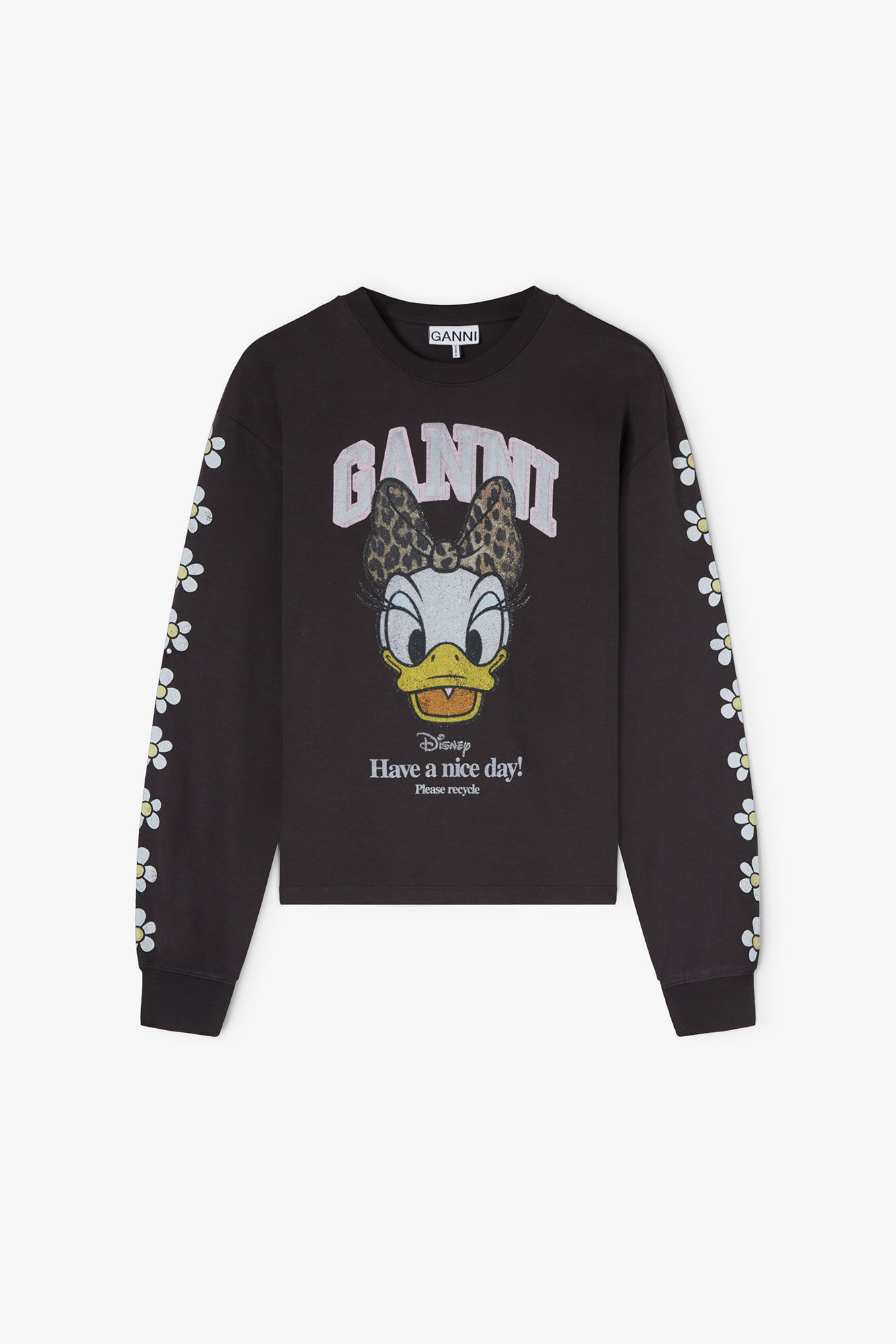 GANNI x Disney Daisy Duck Black Sweatshirt, in colour Phantom - 1 - GANNI