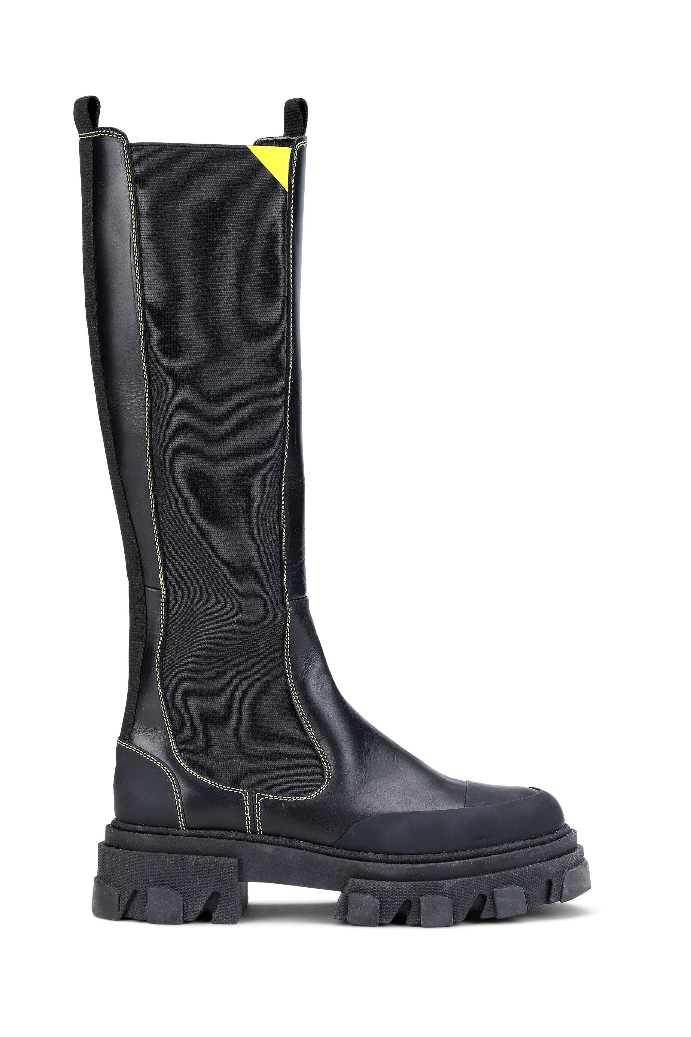 Calf Leather High Chelsea Boot, in colour Black - 1 - GANNI