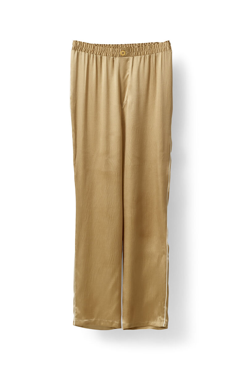 Fumiko Silk Pants, in colour Cork - 1 - GANNI