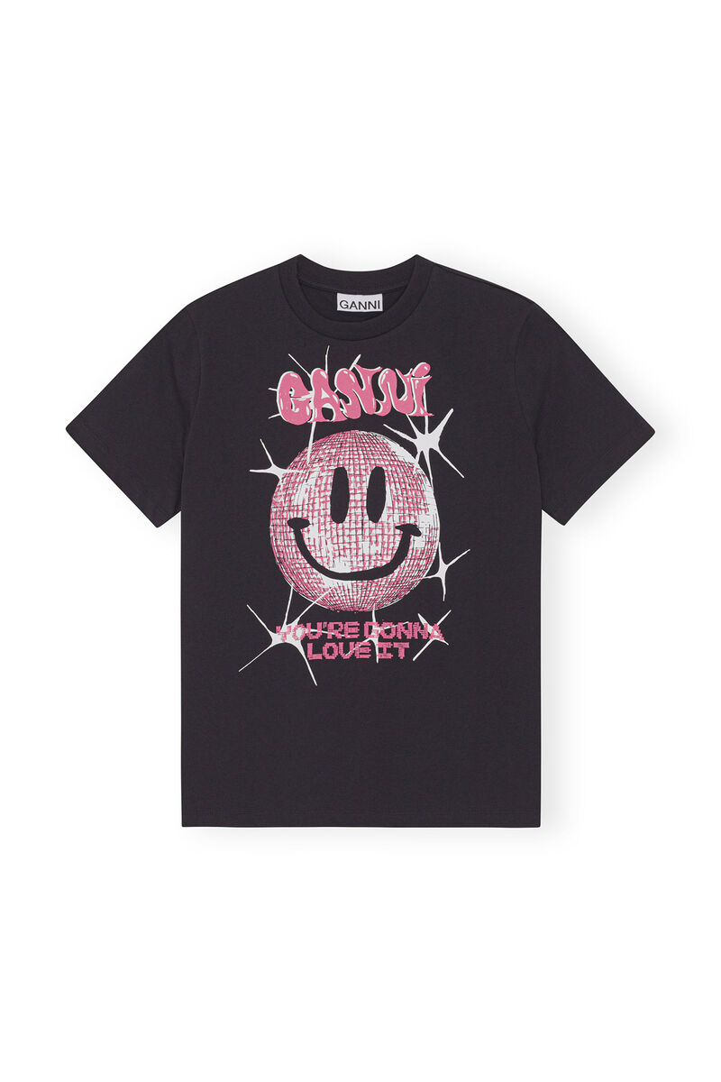 T-shirt Smiley Relaxed, Cotton, in colour Phantom - 1 - GANNI