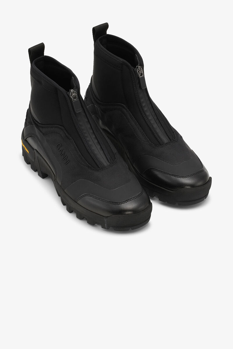 Schwarze High-Top-Performance-Sneaker mit Reißverschluss, Polyurethane, in colour Black - 2 - GANNI