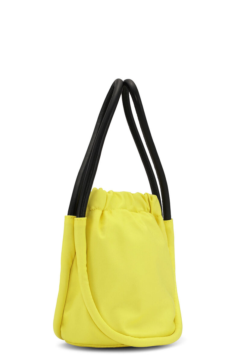 Knot Mini Purse, Recycled Leather, in colour Blazing Yellow - 2 - GANNI