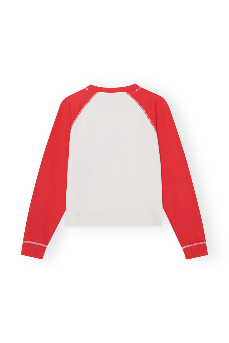 Sweat-shirt à manches raglan contrastées Isoli, Cotton, in colour Egret - 2 - GANNI