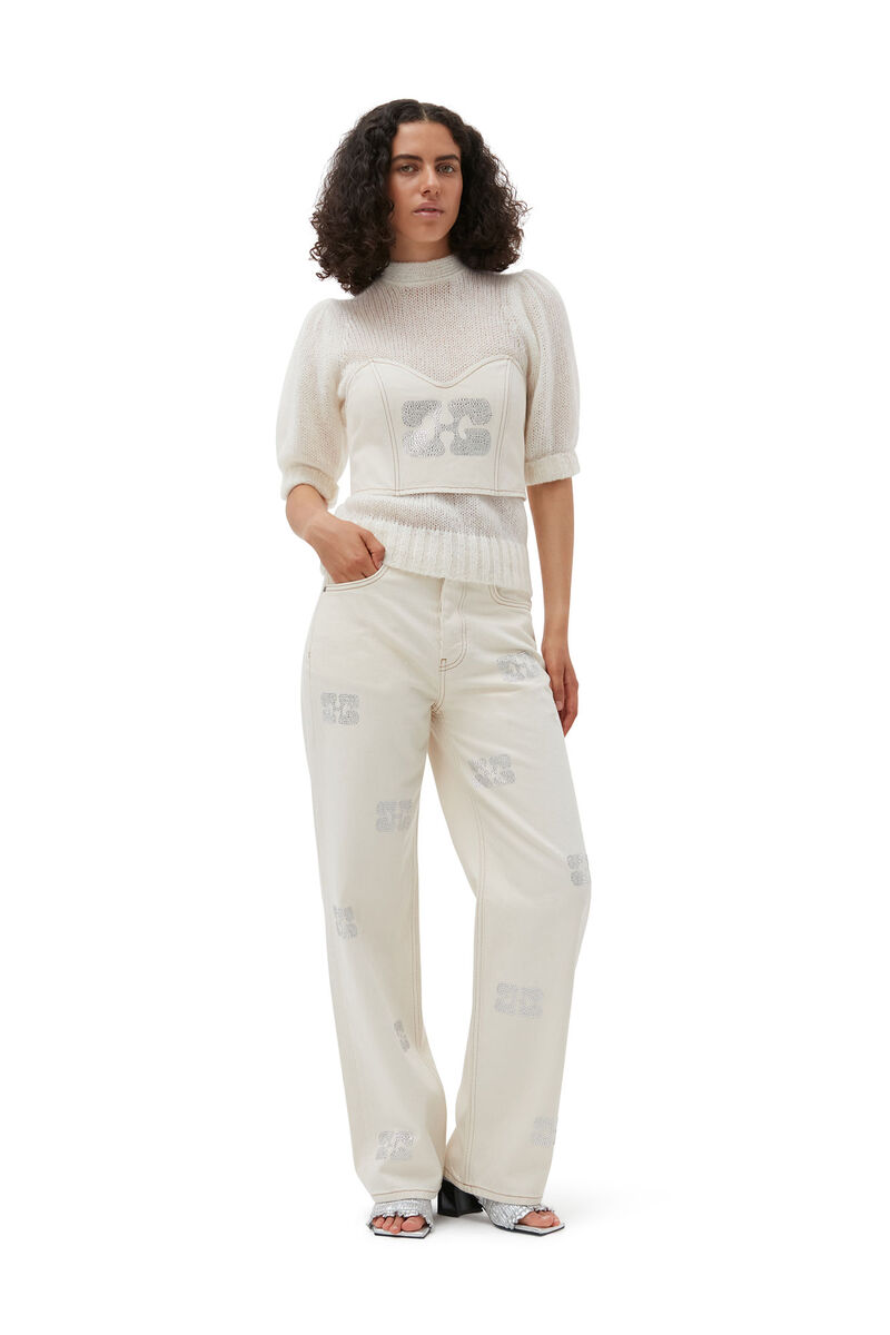 Glitzernde Izey-Jeans , Cotton, in colour Vanilla Ice - 2 - GANNI