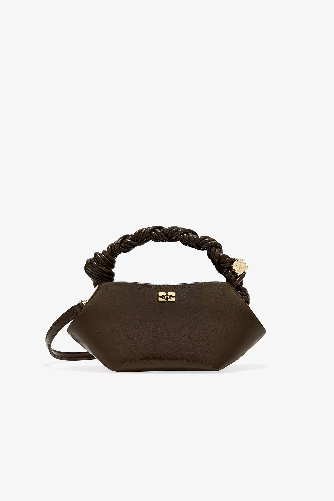 Dark Olive Mini GANNI Bou Bag, Cotton, in colour Dark Olive - 1 - GANNI