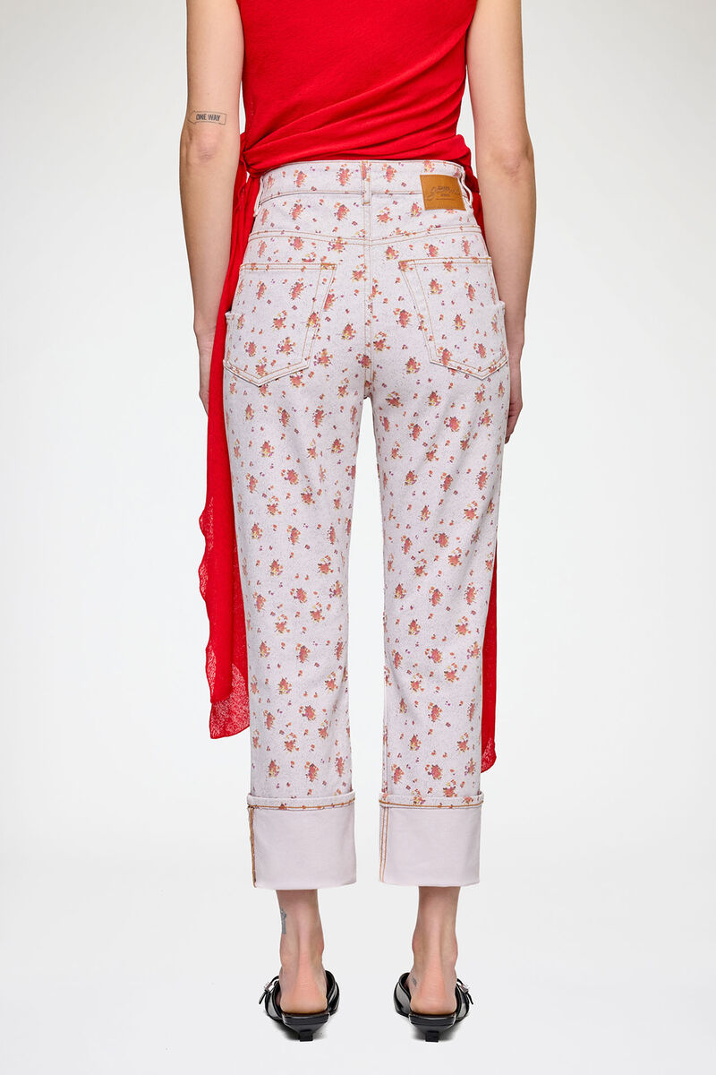 Capri Slim Jeans in Printed Denim, Organic Cotton, in colour Peachskin - 3 - GANNI