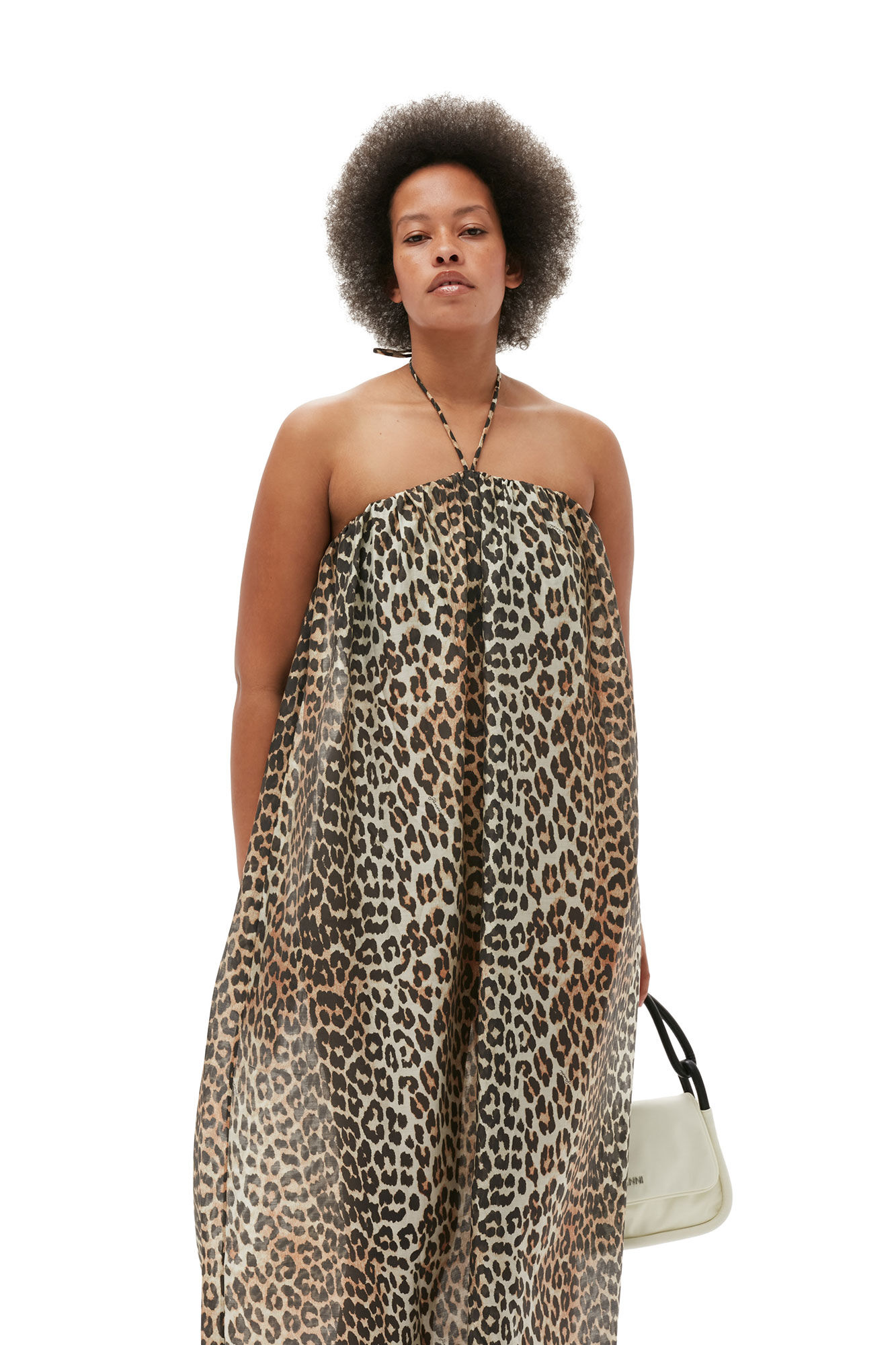 Sheer Voile Maxi Strap Dress, Lyocell, in colour Almond Milk - 6 - GANNI