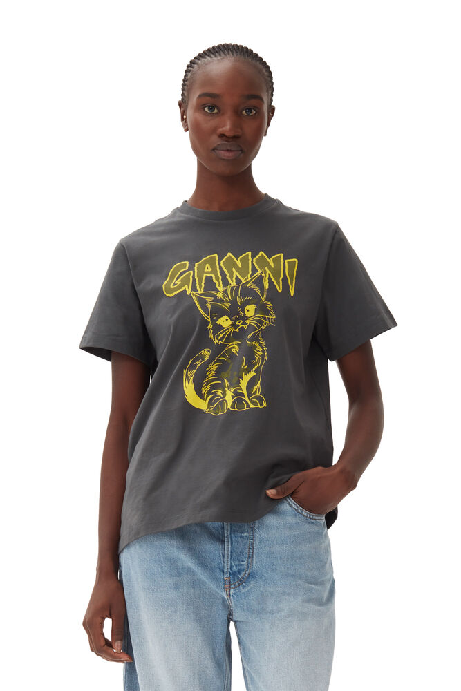 GANNI Relaxed Cat T-shirt,Volcanic Ash