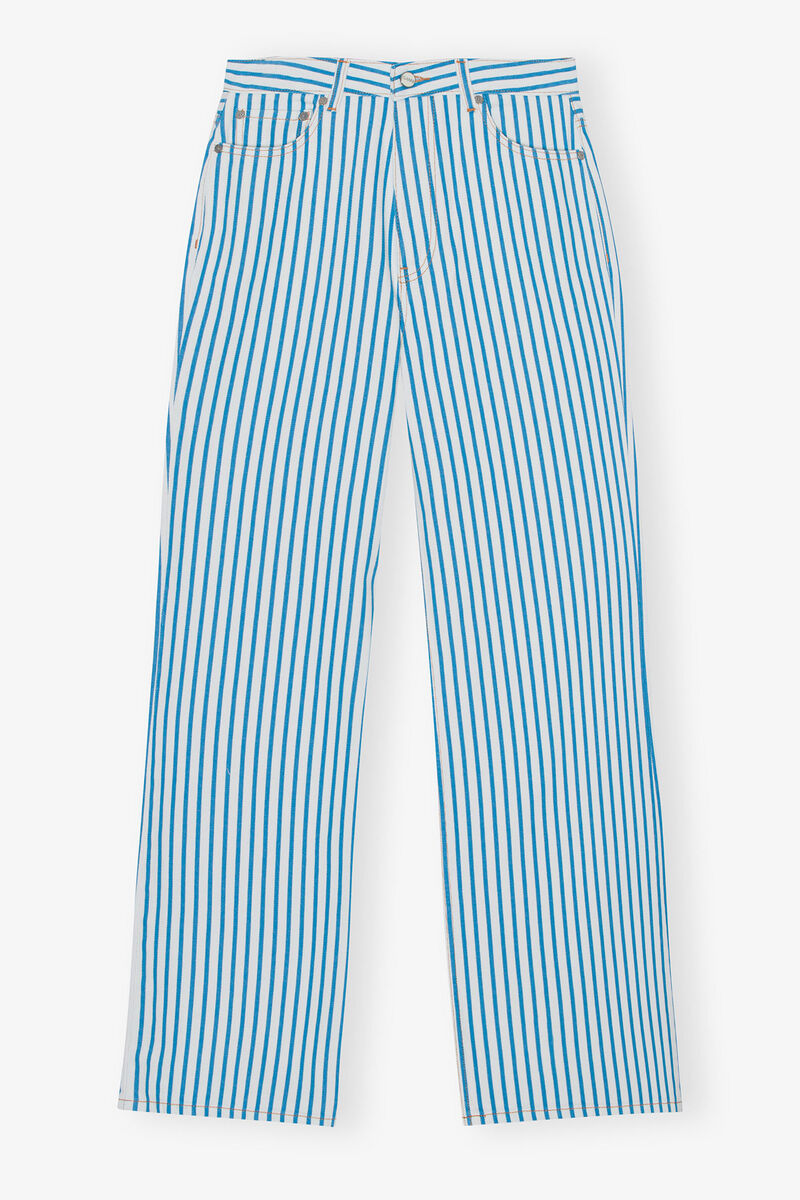 Striped Magny Jeans, Cotton, in colour Bright White - 3 - GANNI