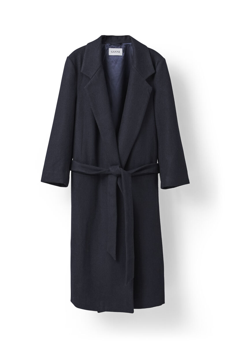 Hawthorne Wool Coat, in colour Total Eclipse - 1 - GANNI