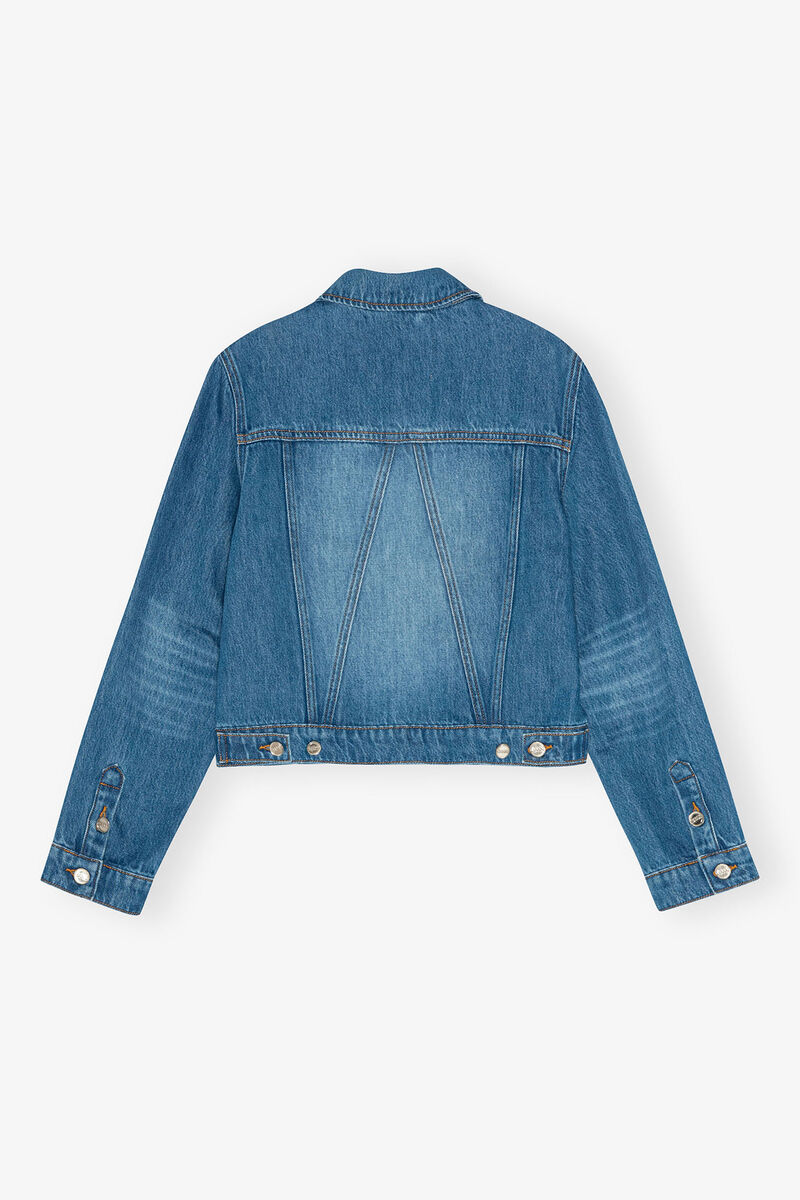Mellemblå denimjakke, Lyocell, in colour Mid Blue Vintage - 2 - GANNI