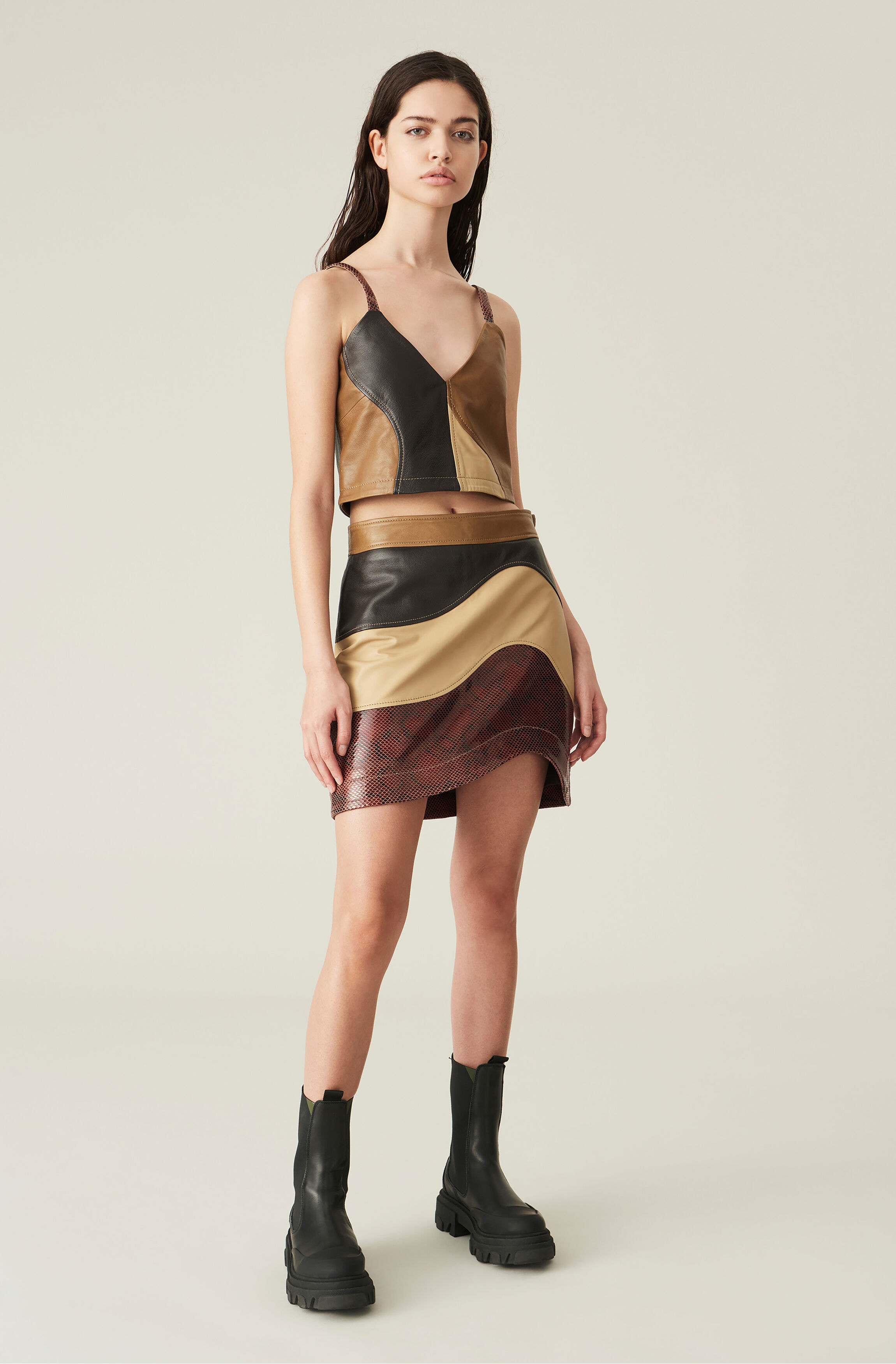 Ganni patent skirt clearance