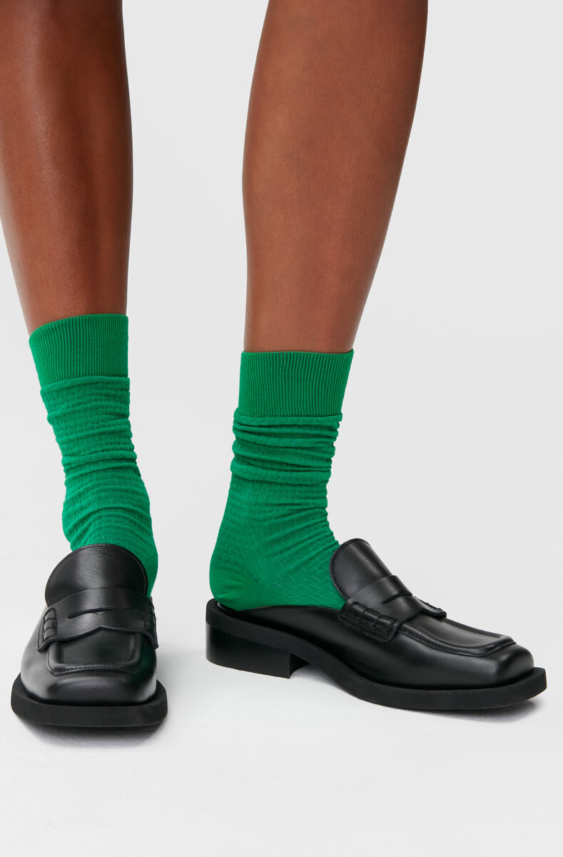 Socks, Cotton, in colour Kelly Green - 2 - GANNI